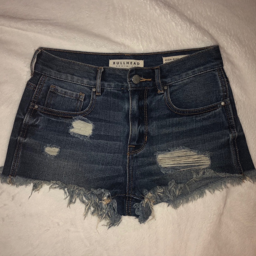 Distressed Medium Wash Denim Shorts